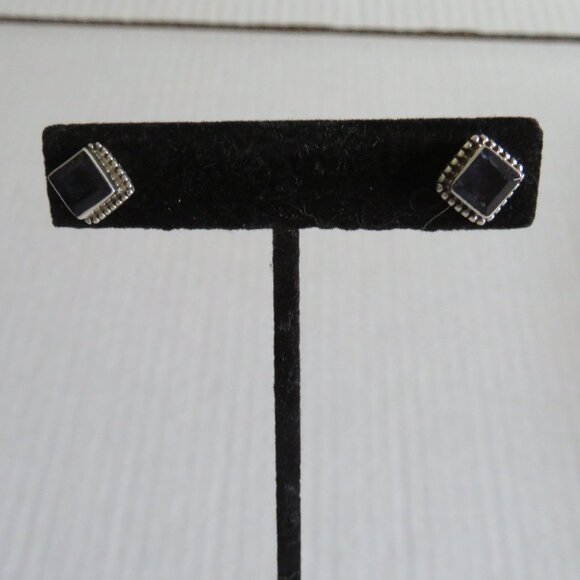 Sundance Catalog - Small Stud Earrings - Silver w/Dark Purple stone, NWOT - Picture 4 of 6